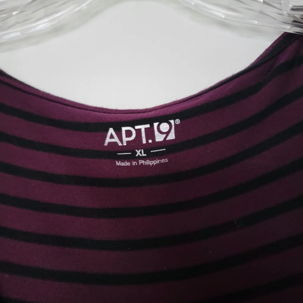 Apt. 9 Women's Long Sleeve Dress in Purple and Black Stripes - Picture 3 of 5